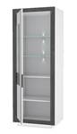 Vitrine colonne 1 porte lumière LED Blanc - Pierre - 73 x 197 x 53 cm