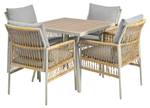 Gartenessgruppe MetalRattan Ⅴ Beige - Holzwerkstoff - Metall - Kunststoff - Polyrattan - 84 x 74 x 84 cm