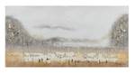 Tableau peint à la main Mountains in Fog Beige - Gris - Bois massif - Textile - 120 x 60 x 4 cm