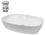 Vasque forme ovale 605x380x140 mm blanc Blanc - Céramique - Métal - 38 x 14 x 61 cm