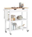 Chariot de Service FKW68-WN Blanc - En partie en bois massif - 85 x 90 x 39 cm