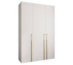 Armoire à portes battantes Como 3 Doré - Blanc - 160 x 50 cm