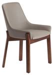 Chaise en simili cuir et bois noyer Gris - Cuir synthétique - Textile - 59 x 80 x 60 cm