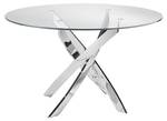 Table à manger courbée en acier et verre Métal - 140 x 75 x 140 cm
