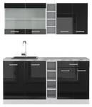 Küchenzeile R-Line Hochglanz Schwarz - Weiß
