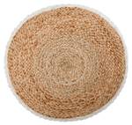 Pouf Hocker Jute rund Braun - Weiß - Naturfaser - 45 x 35 x 45 cm