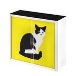 Rollladenschrank easyOffice Pop Art Cat Weiß / Gelb