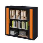 Armadio archivio easyOffice Nero / Arancione - Altezza: 104 cm