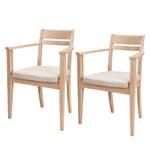 Chaises à accoudoirs Björna (lot de 2) Chêne massif / Tissu Beige