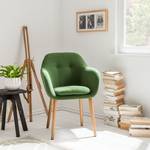 Chaise à accoudoirs Bolands Tissu / Chêne massif - Vert olive / Chêne