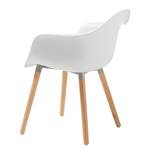 Chaises à accoudoirs Cevo (lot de 2) Matériau synthétique / Hêtre massif - Blanc