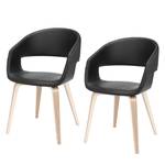 Chaises Faxe I (lot de 2) Imitation cuir - Noir / Chêne