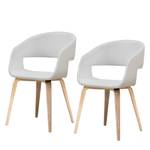 Chaises Faxe I (lot de 2) Imitation cuir - Blanc / Chêne