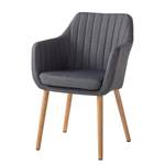 Sedia con braccioli Leedy I tessuto / legno massello di quercia - Tessuto Zea: grigio scuro - 1 sedia