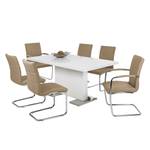 Armleunstoelen Lioni (4-delige set) kunstleer/staal - Beige