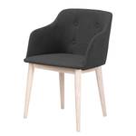 Chaises à accoudoirs Para (lot de 2) Tissu - Anthracite - Hévéa