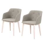 Chaises à accoudoirs Para (lot de 2) Tissu - Sable - Hévéa