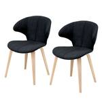 Chaises Skog (lot de 2) Tissu / Chêne massif - Anthracite / Chêne