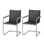 Chaises TEAK DELUXE - lot de 2 Textilene / Acier inoxydable - Noir / Argenté