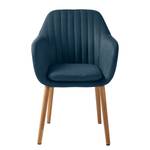 Chaises à accoudoirs TILANDA Tissu / Chêne massif - Tissu Cors: Bleu jean - 1 chaise