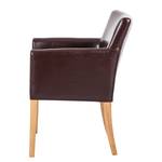 Chaise à accoudoirs Lincoln Cuir synthétique marron / Chêne naturel