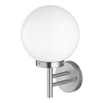 Buitenwandlamp Remo glas/metaal - 1 lichtbron - Roestvrij staal/wit