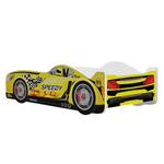 Lit voiture Speedy Blanc - Jaune - Bois manufacturé - 170 x 50 x 85 cm