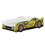 Lit voiture Speedy Blanc - Jaune - Bois manufacturé - 170 x 50 x 85 cm