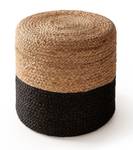 Handgefertigter Jute-Pouf Jutta Beige - Schwarz