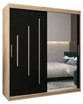 Armoire à portes coulissantes york 2 Noir - Imitation chêne de Sonoma - Largeur : 180 cm - 2 porte