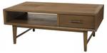 Table basse 2 tiroirs 1 niche Marron - En partie en bois massif - 65 x 45 x 115 cm