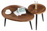 Lot de 2 Table Basse Lux Marron - En partie en bois massif - 55 x 49 x 80 cm