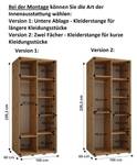SCHWEBETÜRENSCHRANK DAVOS 3 Schwarz - Eiche Dekor - Breite: 100 cm - 2 Türen