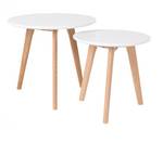 2 tables d'appoint scandinave blanc Blanc - En partie en bois massif - 40 x 40 x 40 cm