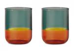 Lot de 2 verres bicolore Orange - Verre - 7 x 9 x 7 cm