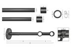 Gardinenstange Rustika 2 lfg. Graphit - Breite: 370 cm