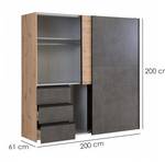 Armoire 2 portes coulissantes 200 cm Marron - Pierre - 200 x 200 x 61 cm