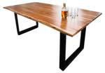 Tisch LORE Baumkante Fuß schwarz 80 x 80 cm