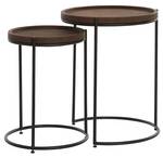 Table d'appoint JAIRO lot de 2 Marron - Cuir véritable - 53 x 46 x 53 cm