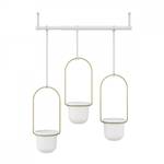 Lot de 3 pots suspendus Triflora Mélamine / Fer - Blanc / Laiton