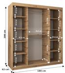 SCHWEBETÜRENSCHRANK TOKYO 2 Schwarz - Eiche Sonoma Dekor - Breite: 180 cm