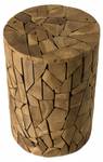 Table d'appoint ronde mozaïc en teck D30 Marron - Bois massif - 30 x 45 x 30 cm