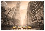 Fototapete New York taxi sepia Textil - 350 x 245 x 2 cm