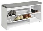 Banc de Rangement à Chaussures FSR119-W Gris - Blanc - Bois manufacturé - 90 x 46 x 24 cm