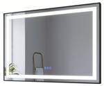 LED Spiegel Schwarz Rahmen Wandspiegel Silber - Glas - 100 x 70 x 5 cm