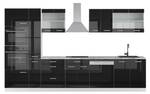 Küchenzeile R-Line Hochglanz Schwarz - Weiß - Breite: 350 cm
