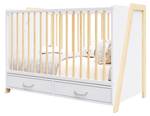 Mitwachsendes Babybett Beige - Massivholz - 66 x 90 x 128 cm