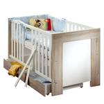 Lit pour bébé Bini Chêne brut de sciage / Blanc mat - Avec montants amovibles