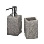 Bad Accessoires Set Granit (2-teilig) Grau - Kunststoff - 11 x 6 x 6 cm