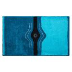 Badmat Crystal Light geweven stof - Marineblauw/aquablauw - 60x100cm